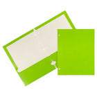 JAM Paper Laminated Glossy 3 Hole Punch Two-Pocket School Folders - Lime Green - 6 Pack-Glossy 3-Hole Punch Project Folders l Colour: Lime Green