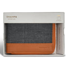 Champs Denim Leather Zip Around Wallet - Tan/Black-Easy access ID window