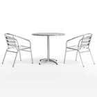 Flash Furniture 31.5'' Round Aluminum Indoor/Outdoor Table with 2 Slat-Back Chairs (TLH32RD017BCHR2)-Assembly required