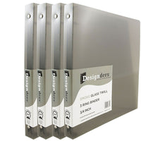 JAM Paper Plastic 3 Ring Binder, 0.75 inch, Smoke Grey, 4 Pack (750T1smg)-Size: 0.75"