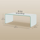 HOMCOM Glass Coffee Table with Safe Rounded Edges for Living Room - Clear-Non-slip foot pads prevent movement and protect floor surfaces
