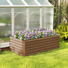 Outsunny Galvanized Raised Garden Bed - Brown-Open bottom promotes natural root growth and efficient water drainage  
