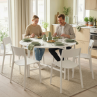 HOMCOM 47" Steel Frame Drop Leaf Folding Dining Table for 2-4 - White-A modern white tabletop and steel frame complement any home decor