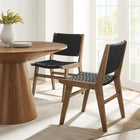 Modway Saoirse Woven Rope Wood Dining Side Chair - Walnut/Black - 2 Pack-Crossbar Supports