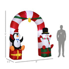 Outsunny 9' Lit Inflatable Candy Archway with Snowman Christmas Decoration-IP44-certified polyester fabric is suitable for indoor and outdoor use 