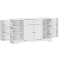 HOMCOM 55" Modern Sideboard Buffet Cabinet with Drawer & Side Storage Racks - White-A spacious top, a large drawer and three cabinets, keeping your dining essentials organised