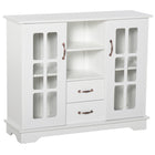 HOMCOM 39.4" L Kitchen Sideboard with 2 Drawers - White-Modern design fits your living room, dining room, and kitchen 