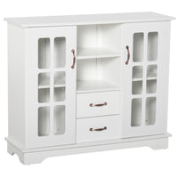 HOMCOM 39.4" L Kitchen Sideboard with 2 Drawers - White-Modern design fits your living room, dining room, and kitchen 
