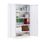 Ceha BDM-180 Flat-Pack Metal Storage Cabinet with Adjustable Shelves - White-Fixed pull handles with secure 2-point locking mechanism
