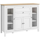 HOMCOM 47.25" L Sideboard Buffet Cabinet with 2 Drawers and 4 Doors - White-Two colours and classic design add glamour in your home