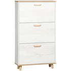 HOMCOM Shoe Storage Cabinet for 12 Pairs with Flip Drawers - White-Particle board construction with pinewood legs makes it sturdy and solid