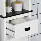 Kleankin Tall Freestanding Bathroom Linen Cabinet with Drawer - White-Overall Dimensions: 15.7" W x 11.8" D x 63" H (40 x 30 x 160 cm)  