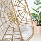 Modway Amalie Wicker Rattan Outdoor Patio Rattan Swing Chair without Stand - Natural White-Plush Removable Cushion