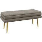 HOMCOM Upholstered Storage Bench for End of Bed - Beige-Thick foam padding and velvet-feel surface provide a comfortable sitting experience