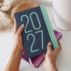 Letts of London 2027 Essence Weekly/Monthly Planner with Sewn Binding and Linen Recycled Cover - 8-1/4" x 5-7/8" - Teal - Multilingual-10