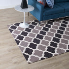Modway Lida Moroccan Trellis Area Rug - 5 ft W x 8 ft L - Charcoal/Black-Protect Floors From Traffic/Furniture
