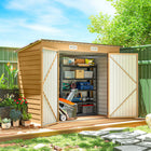 Outsunny Metal Garden Storage Shed with 2 Vents - 8' x 4' - Yellow-Two ventilation slots allow fresh air in
