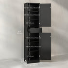 HOMCOM Tall Bathroom Storage Cabinet with Doors, Drawer and Adjustable Shelf - Black-MDF frame with painted finish for reliable construction