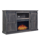Manhattan Comfort Myrtle 60" Modern Fireplace - Black and Heavy Brown - Set of 2-Electric Fireplace with Remote Control for Changes on Visual Glow and Heat. Flame Control on 3 Levels: Low, Medium, High. Fireplace Appearance Ranges from Low Logs Glow to High Logs glow