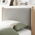 Modway Maven Twin Size Fabric Upholstered Platform Bed - Wheat Oak-Upholstered Headboard and Footboard