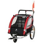 Aosom 2 Seat Bike Trailer for Kids 2-in-1 Double Baby Jogging Stroller - Red-Converts easily between baby stroller and trailer 