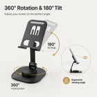 Baseline 360-Degree Rotating Foldable Phone and Tablet Stand - Black-Sturdy metal construction provides stable desktop support