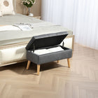 HOMCOM Upholstered Storage Ottoman Bench with Wooden Legs - Charcoal Grey-Versatile as footstool, hallway bench, or bed-end enhances decor