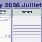 Blueline 13 Months Monthly Academic Desk Pad - July to July - 11" L x 8 1/2" W - Bilingual-13-month reference calendar, notes, numbered weeks, Julian dates, holidays, moon phases