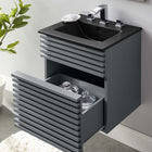 Modway Render 18" Wall-Mount Bathroom Vanity - Grey/Black-MDF and Particleboard