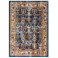 Modway Entourage Jessa Distressed Vintage Floral Lattice Area Rug - 8 ft W x 10 ft L - Blue Orange Yellow Red-Distressed Vintage Floral Lattice Area Rug