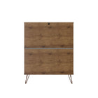 Manhattan Comfort Rockefeller Mid-Century Modern Tall Dresser and Nightstand Set - Nature/Rose Pink-30 Day Limited Manufacturer's Warranty