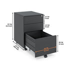 Ceha Canada 3-Drawer Metal Pedestals - Black-SMART DRAWER FEATURES: With 3 drawers, our mobile storage cabinet offers versatile storage that effortlessly accommodates various document sizes, including letter, legal, and A4. Maintain a well-organized and readily accessible filing system for your documents.