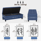 HOMCOM Linen Fabric Entryway Bench with Wooden Feet - Blue-Covered eucalyptus wood feet are raised to keep from scratching the floor  