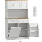 HOMCOM 68" H Pantry Cabinet with Charging Station - White-Large capacity with four cabinets, two drawers, and two adjustable shelves 
