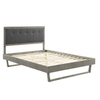 Modway Willow Wood Queen Platform Bed with Angular Frame - Grey Charcoal-Queen Platform Bed Frame