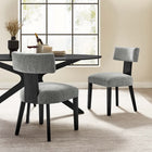 Modway Nalani Fabric Upholstered Dining Chairs - Heathered Weave Grey/Black - 2 Pack-Dense Foam Padding