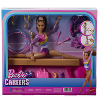 Barbie Careers Gymnastics Playset - Latina-Snap Barbie doll's waist into the c-clip and use to help her perform cartwheels, flips, leaps and more