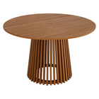 Modway Lane 47" Round Outdoor Teak Wood Dining Table - Natural-Seats 4-5