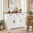 HOMCOM 43" Farmhouse Sideboard Buffet Cabinet for TVs up to 50 Inch with Barn Doors - White-Adjustable shelves customise space for items of varying sizes 