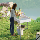 Outsunny 3.4ft Folding Ice Cooler Table with Drain-Folding design allows space-saving storage and easy transport
