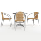 31.5'' Round Aluminum Indoor-Outdoor Table with 4 Beige Rattan Chairs (TLH-ALUM-32RD-020BGECHR4-GG)-5