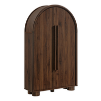 Modway Bellamy Arched Fold-Out Desk Cabinet - Walnut-Modern Arched Desk Cabinet