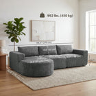 HOMCOM L-Shaped Cloud Sectional Sofa with Chaise - Dark Grey-Great for a family of three to relax comfortably together