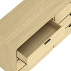 Manhattan Comfort Chrystie 60" Contemporary Modern 6-Drawer Double Dresser - Natural-Metal recessed handles keep the drawer fronts clean and uninterrupted