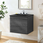 Modway Render 24" Wall-Mount Bathroom Vanity - Charcoal/Black-Walnut Grain Vanity
