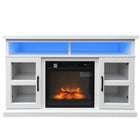 HOMCOM 48" Fireplace TV Stand - White-Provides 1400W heating with 17-27℃ thermostat