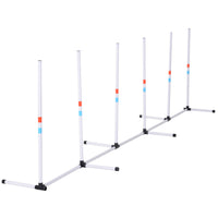 PawHut Adjustable Dog Agility Training Obstacle Set - White-Benefits both owners and pets, offer a lot of exercise and fun for your pets, perfect for home practice 