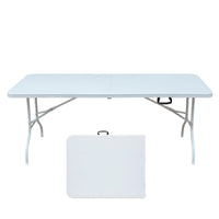 Homy Casa 6 ft Portable Folding Table Indoor & Outdoor for Camping - White-The 6 ft size offers room for meals and events