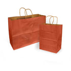 Eddie's 100% Recycled Kraft Shopper Paper Bag - 8" L x 4-3/4" W x 10-1/4" D - Terra Cotta Orange - 250 Pack-100% recycled with at least 95% post-consumer fibres.