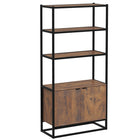 HOMCOM 5-Tier Bookcase with Doors and Open Shelves - Brown-Perfect addition to your bedroom, living room, kitchen or office 